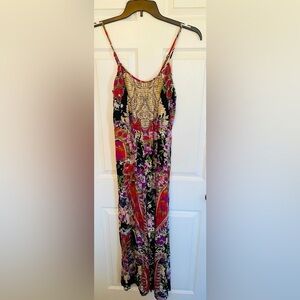 LOLA P Floral Patterned Spaghetti Strap Boho Wide Leg Jumpsuit Size S